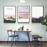 Forest Sea Seagull Snow Mountain