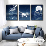 Cartoon Deer Moon Tree